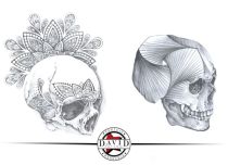 Tatuaggio flash DAVID DE PERTUIS , SKULL 7 A3