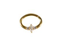 Anello in acciaio Cerniera oro Setto Strass Bianco | Itc