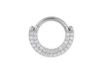 Anello a cerniera in acciaio con doppio strass bianco | Itc