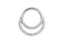 Anello a cerniera in acciaio Linea doppio strass bianco | Itc