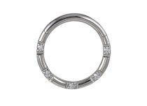 Anello a cerniera in acciaio bianco con strass