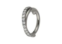 Anello a cerniera in acciaio con motivo a torsione con strass bianco | Itc