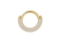 Anello a cerniera in acciaio Oro Doppio Strass Bianco | Itc