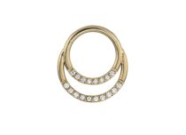 Anello a cerniera in acciaio placcato oro Linea doppia Strass Bianco | Itc