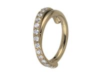 Anello d'acciaio Oro Cerniera Twist Strass Bianco | Itc