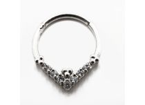 Anello a cerniera in acciaio con strass e rombo