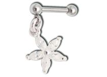Speciale bilanciere Tragus in acciaio con ciondolo a fiore in cristallo bianco | Itc
