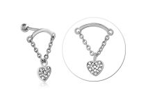 Ciondolo a cuore in acciaio Barbell Special Tragus White Strass | Itc
