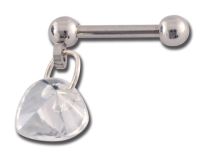 Ciondolo in acciaio Barbell Cuore bianco con sfere 3 mm| Itc