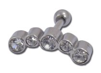 Barbell Acciaio 5 Strass Colorati |Itc