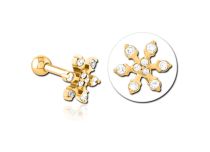 Micro Barbell in acciaio oro Strass fiocco di neve | Itc
