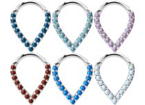 Anello a cerniera in acciaio a forma di goccia stile opale colorato | Itc