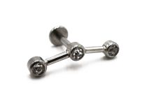 Labret in acciaio modello Triple Strass Straight | Itc