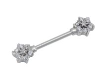 Fiore di strass bianco Gioiello in acciaio con borchia