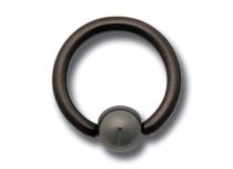 Anello in titanio Palla di ematite nera 4 mm | Itc