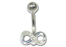 Banana Steel Fancy motif Infini White crystal set | Itc