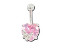 Banana in acciaio con cuore rosa e farfalla con strass.