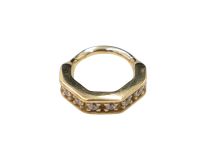 Anello di cerniera CoCr Pvd Oro 1,2X8 strass esagonale