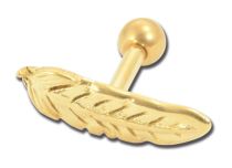 Barbell in acciaio dorato fine motivo piuma d'oro | Itc