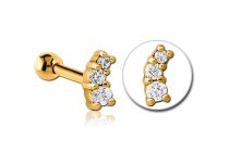 Labret Acier Doré à Strass Blanc | Itc