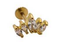 Labret Acier PVD Oro motivo Marquise 5 Strass | Itc