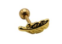 Labret in acciaio PVD oro motivo piuma | Itc