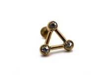 Labret Acciaio PVD Oro Triangolo Strass motivo | Itc