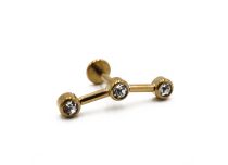 Labret Acciaio PVD Oro Triplo Strass Modello Dritto | Itc