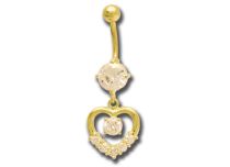 Set di motivi a cuore in oro fino Banana Steel con cristalli bianchi | Itc