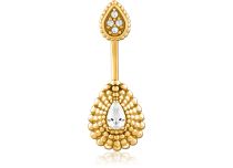 Banana Navel Acciaio Chirurgico Oro Doppio Ovale Strass Pattern | Itc