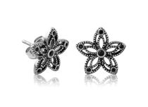 Coppia di orecchini in acciaio con fiori di strass | Itc