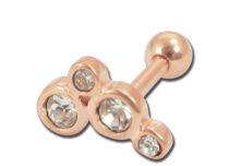 Barbell Acciaio Oro Rosa modello 4 Strass | Itc