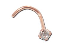 Borchia da naso in acciaio oro rosa con cristallo bianco in rilievo | Itc