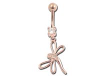Ombelico in acciaio rosa con strass libellula | Itc