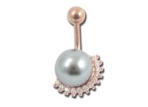 Navel Banana Acciaio Oro Rosa Perla Sintetica con Strass | Itc