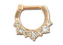 Anello per setto nasale in acciaio dorato rosa con cerniera in cristallo bianco | Itc