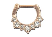 Anello per setto nasale in acciaio rosa con cerniera in strass | Itc