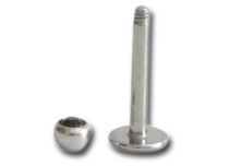 Labret in acciaio con sfaccettature di cristallo da 3 mm colorate.