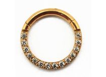 Anello di cerniera in titanio PVD oro sterile modello Strass laterale | Itc