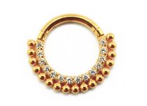 Anello a cerniera Titanio PVD Oro Sterile Asia Ball con Strass | Itc