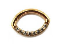Anello cerniera sterile in titanio PVD oro Pallone da rugby con strass | Itc