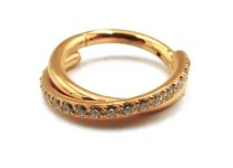 Anello a cerniera Titanio PVD Oro Sterile Modello Twist Strass Bianco | Itc