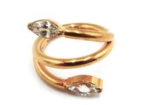 Anello a cerniera Titanio PVD Oro Sterile Motivo serpente Strass Bianco | Itc