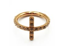 Anello a cerniera Titanio PVD Oro Sterile Croce di Strass | Itc