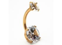 Banana Titanio PVD Oro Palla Sterile Interna 5 / 8 mm Doppio Strass Graffiato |