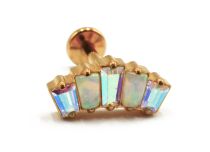 Labret Titanio PVD Oro Interno Sterile Blu Iridescente Strass Corona | Itc