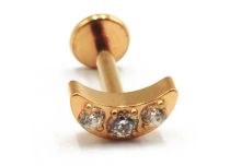 Labret Titane PVD Gold Interne Stérile motif Lune à Strass | Itc