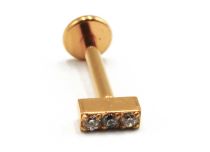 Labret Titanio PVD Oro Interno Sterile Modello Bar 3 Strass | Itc