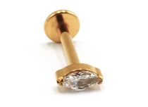 Labret Titane PVD Gold Interne Sterile Oval à Strass blanc | Itc