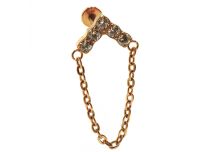 Labret Titane PVD Gold Interne Stérile motif Chevron à Chainette | Itc